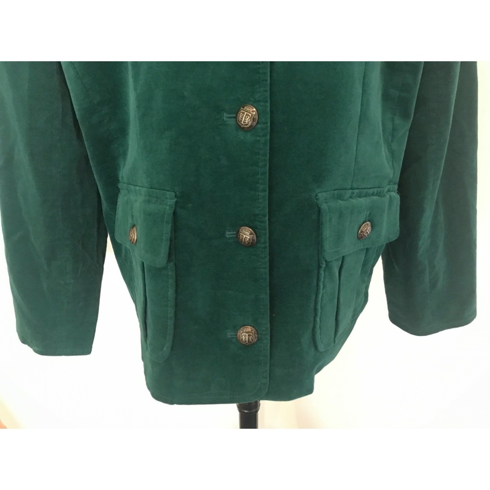 Talbots Emerald Green Velvet Four Button Blazer w/Lining Size 16 Luxury Jacket - Picture 3 of 10